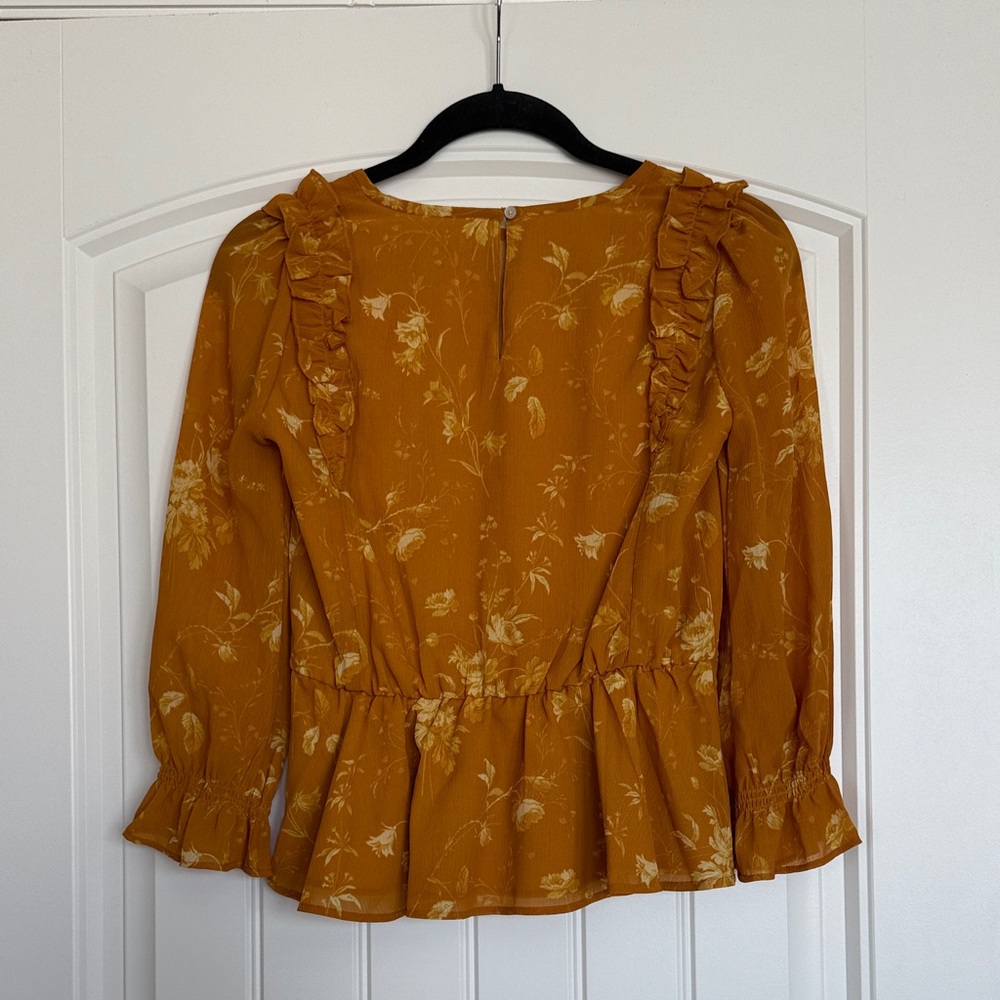 Madewell Floral Ruffle Peplum Blouse XXS NWT - Picture 8 of 15